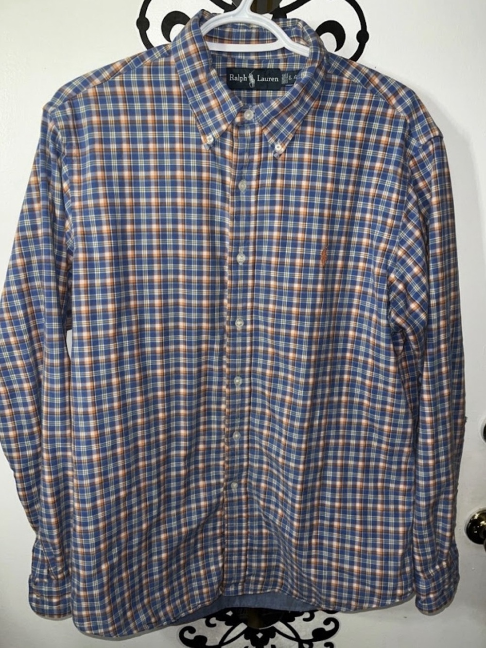 Ralph Lauren Plaid Button Down in Blue & Orange Large Like New